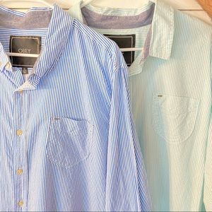 Obey Shirt Bundle Green+Blue Striped ButtonDown XL